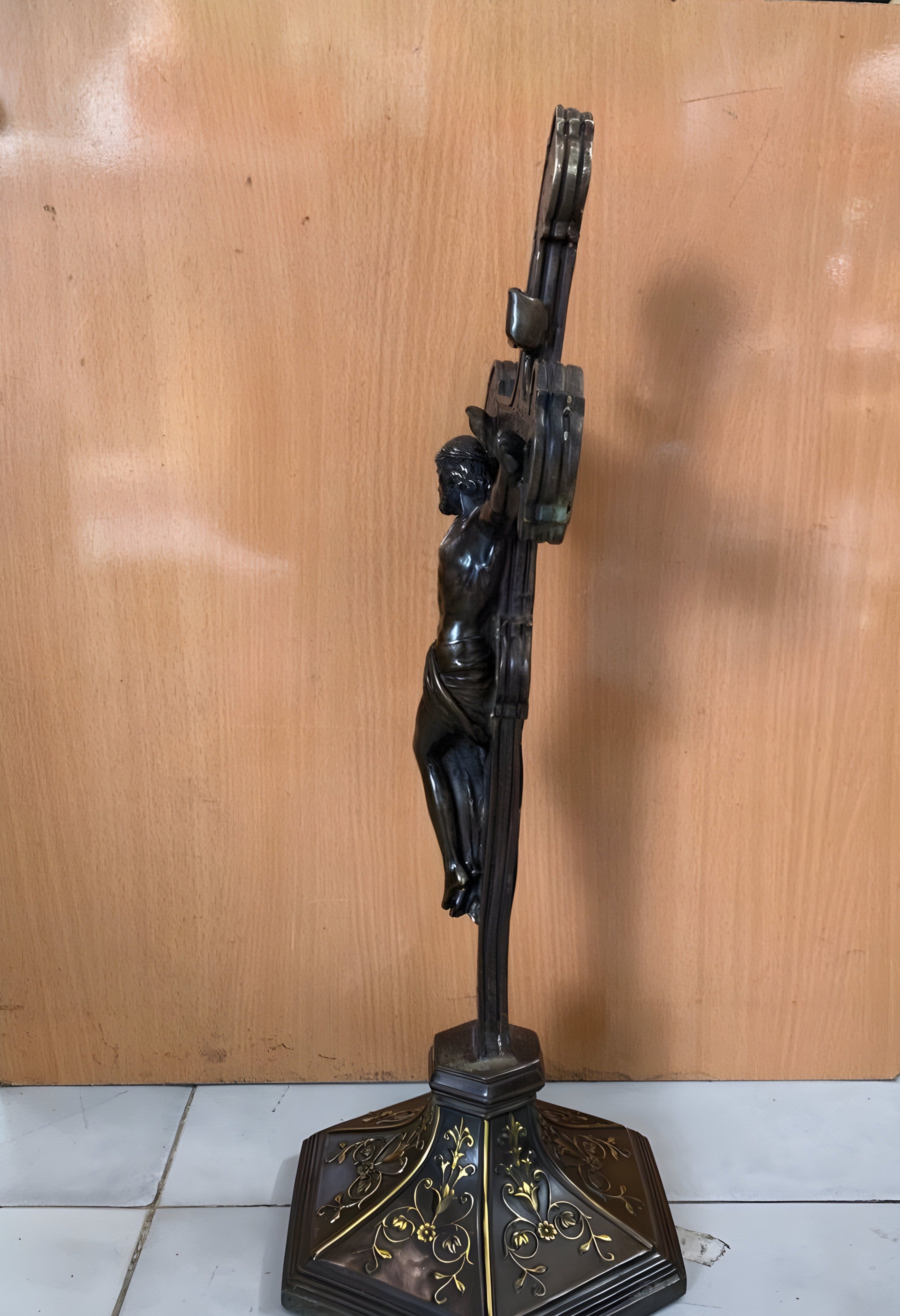 Catholic Cross Statue in Bronze, Sacred Religious Symbol, Perfect Religious Gift